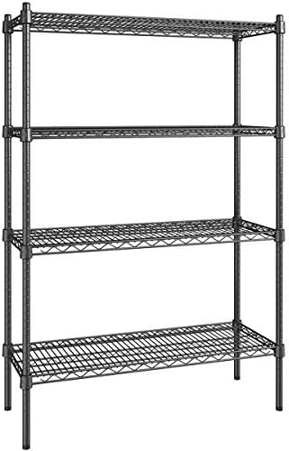 14" x 36" NSF Black Epoxy 4-Shelf Kit with 54" Posts, Heavy Duty Storage Shelving, Wire Shelving Kit, NSF Commercial Storage Rack Unit