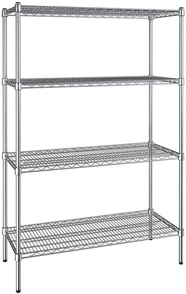 18" x 42" NSF Chrome 4-Shelf Kit with 64" Posts, Heavy Duty Storage Shelving, Wire Shelving Kit, NSF Commercial Storage Rack Unit