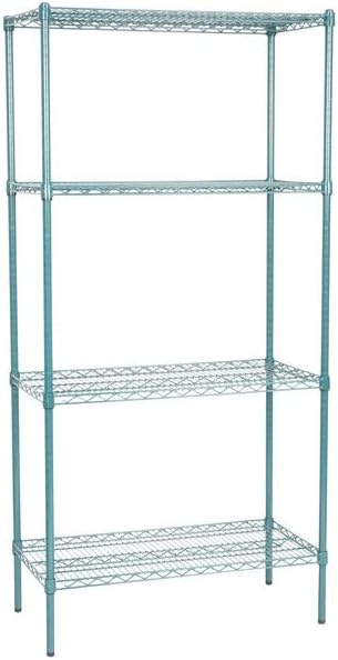 18" x 36" NSF Green Epoxy 4-Shelf Kit with 74" Posts, Heavy Duty Storage Shelving, Wire Shelving Kit, NSF Commercial Storage Rack Unit