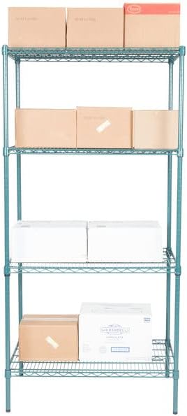 24" x 36" NSF Green Epoxy 4-Shelf Kit with 74" Posts, Heavy Duty Storage Shelving, Wire Shelving Kit, NSF Commercial Storage Rack Unit