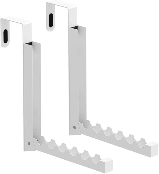 2 Pack Over The Door Drying Rack,Foldable Over Door Hooks Hanger Laundry Hanging Coat Rack with 6 Groves,Clothing Hanger Hook for Towel,Coat,Bag and Robe(White)-NeatNest