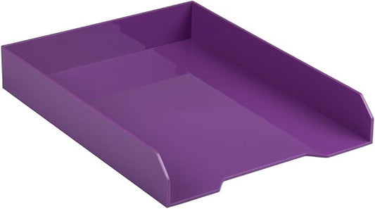 JAM PAPER Stackable Paper Trays - Purple - Desktop Document, Letter, & File Organizer Tray - Sold Individually-NeatNest