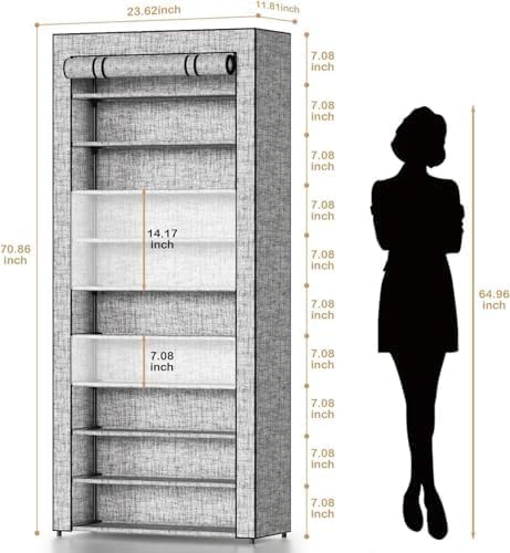 Covered Shoe Rack Tall Metal Shoes Rack Organizer for Entryway Garage Closet Tall Shoe Shelf Shoe Storage Cabinet Free Standing Large Garage Shoes Racks Organizer-NeatNest
