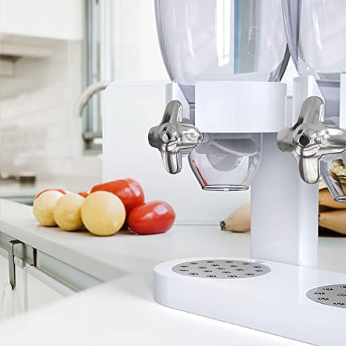Dual Food Dispenser - Dry Food Dispenser Perfect As A Candy, Nuts, Rice, Granola, Cereal & more Dispenser. Dispenses 1 Ounce Per Twist! Stores Food, and Keeps Your Food fresh (White)-NeatNest