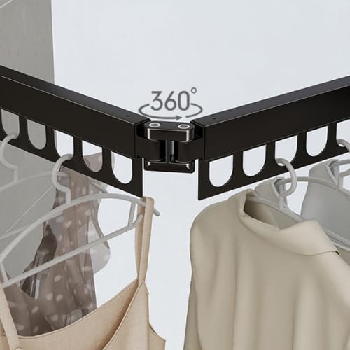 Clothes Drying Rack Carbon Steel Laundry Drying Rack Collapsible Black Wall Mounted Clothes Rack Clothes Hanger Rack with Hooks for Drying Clothes 47 Inch