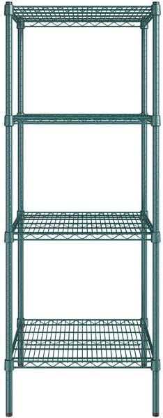 24" x 24" NSF Green Epoxy 4-Shelf Kit with 64" Posts, Heavy Duty Storage Shelving, Wire Shelving Kit, NSF Commercial Storage Rack Unit