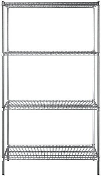 18" x 48" NSF Chrome 4-Shelf Kit with 86" Posts, Heavy Duty Storage Shelving, Wire Shelving Kit, NSF Commercial Storage Rack Unit