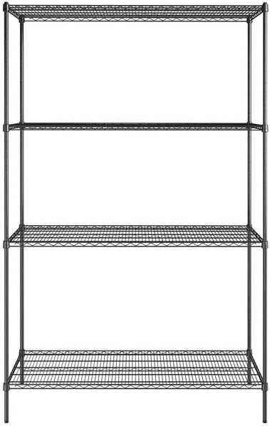 24" x 60" NSF Black Epoxy 4-Shelf Kit with 96" Posts, Heavy Duty Storage Shelving, Wire Shelving Kit, NSF Commercial Storage Rack Unit