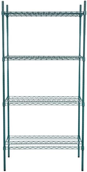 21" x 36" NSF Green Epoxy 4-Shelf Kit with 74" Posts, Heavy Duty Storage Shelving, Wire Shelving Kit, NSF Commercial Storage Rack Unit