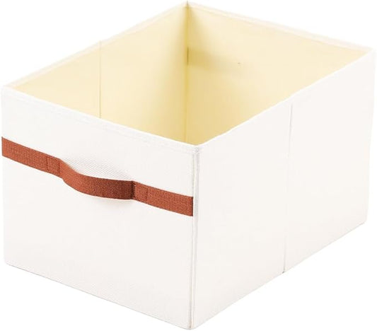 ALYER Collapsible Fabric Storage Organizer with Handles,Shelf Bins Box Container for Bedroom Office Closet Babies Nursery Toys Books Clothes (White, 15.8" x 12" x 10")