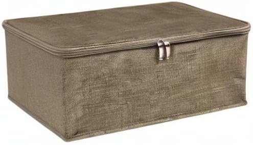 ANMINY 2PCS Storage Bins with Zipper Lids 13 Qt Lidded Fabric Storage Boxes Baskets Cubes with Handles Collapsible Washable Cotton Linen Closet Shelf Clothes Organizer Containers - Coffee, Small-NeatNest