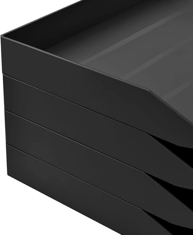 Acrimet Stackable Letter Tray 2 Tier Side Load, Plastic, Desktop File Organizer (Black Color)-NeatNest