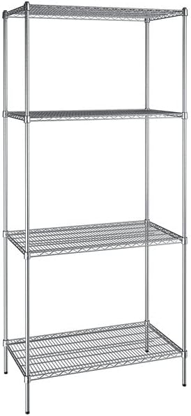 24" x 42" NSF Chrome 4-Shelf Kit with 96" Posts, Heavy Duty Storage Shelving, Wire Shelving Kit, NSF Commercial Storage Rack Unit