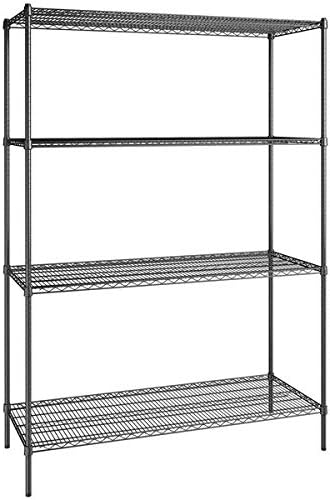 24" x 60" NSF Black Epoxy 4-Shelf Kit with 86" Posts, Heavy Duty Storage Shelving, Wire Shelving Kit, NSF Commercial Storage Rack Unit