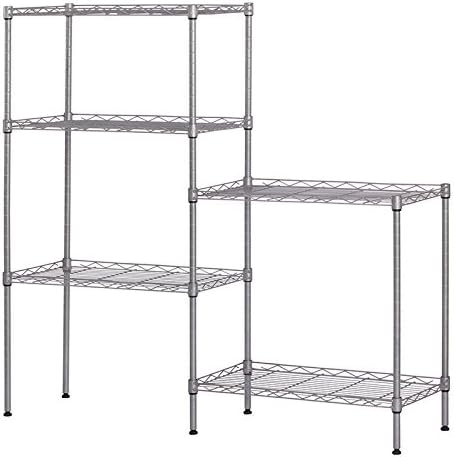 5 Tier Adjustable Storage Shelf Metal Storage Rack Wire Shelving Unit Storage Shelves for Pantry Closet Kitchen Laundry Bathroom (Silver13-5-Tier)