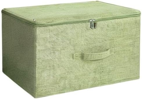 ANMINY 2PCS Storage Bins with Zipper Lids 51.9 Qt Lidded Fabric Storage Boxes Baskets Cubes with Handles Collapsible Washable Cotton Linen Closet Shelf Clothes Organizer - Green, Extra Large-NeatNest