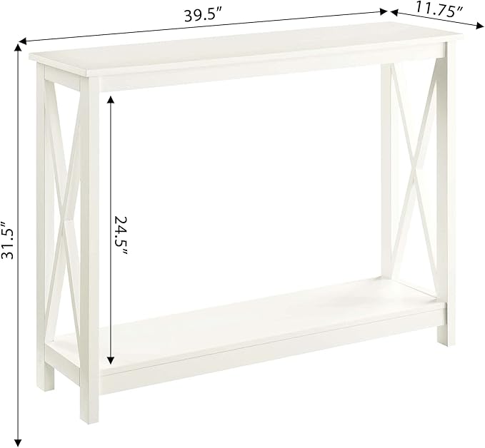 Convenience Concepts Oxford Console Table 39.5" - Sofa Table with Storage Shelf, Transitional Entryway Hall Table for Living Room and Bedroom, Display Foyer Table, Ivory-NeatNest