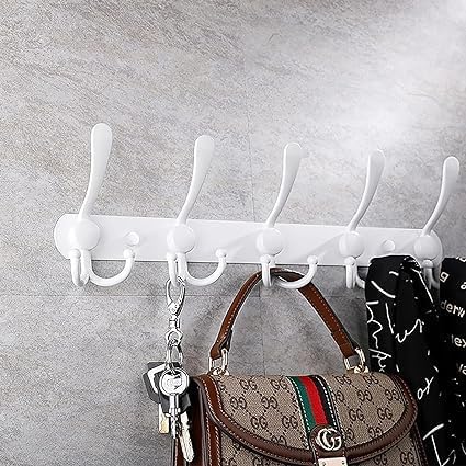 GlazieVault White Coat Hooks for Wall - Stainless Steel Coat Racks (2 Pack) - Heavy Duty White Coat Hooks Wall Mounted - Premium Design Rust Free White Coat Hangers Wall Hoks-NeatNest