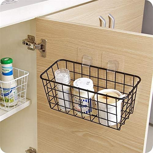 3 Set LeleCAT Adhesive Over the Cabinet Door Wire Baskets for Organizing for Kitchen Food Pantry Bathroom Shelf Storage No Drilling Wall Mounted,Black-NeatNest