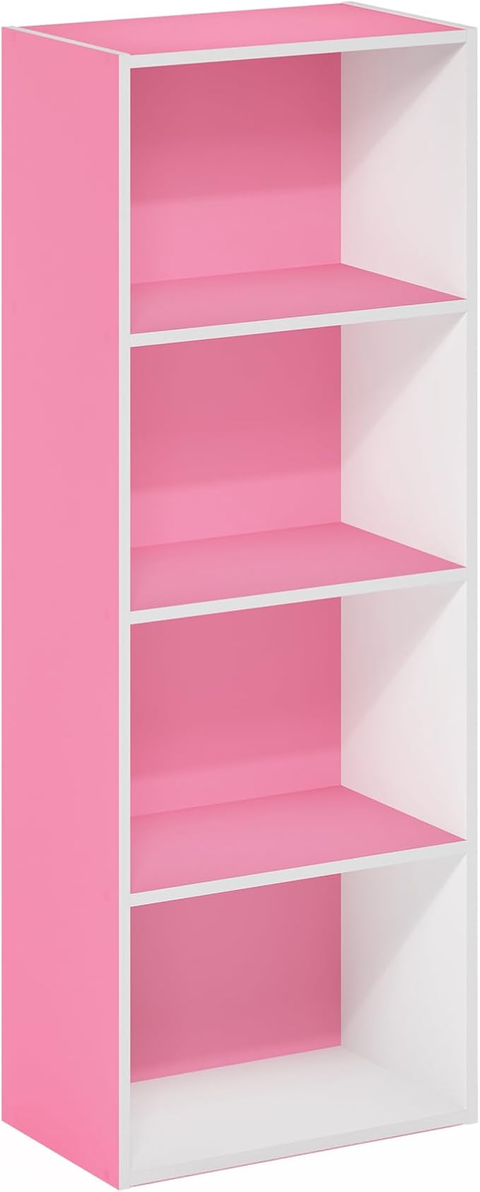 Furinno Luder Bookcase / Book / Storage, 4-Tier, Pink/White-NeatNest