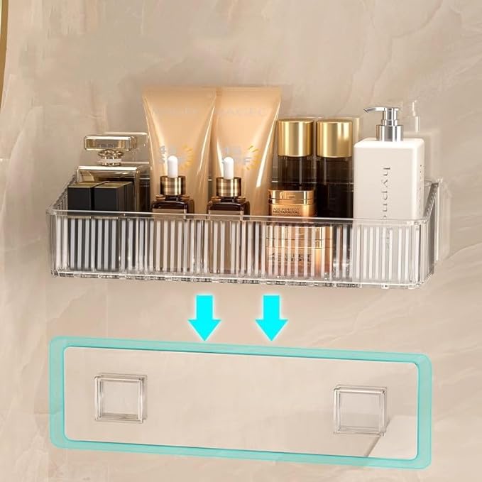 2 Pcs Wall Mounted Shower Caddy, Adhesive Bathroom Caddy Shelf Organizer Makeup Organizer Storage Bins for Bathroom Kitchen