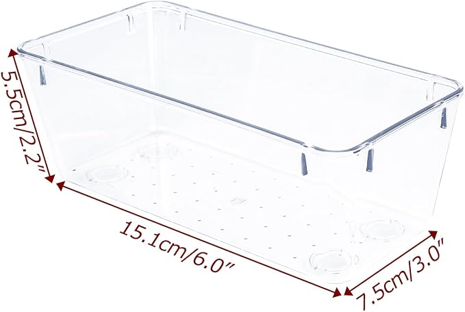4 PCS Clear Plastic Drawer Organizer, Desk Drawer Divider Organizers and Storage Bins for Makeup, Jewelry, Gadgets for Kitchen, Bedroom, Bathroom, Office (6.0"x3.0"x2.2")