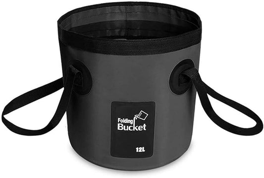 BANCHELLE Collapsible Bucket Water Container Portable Folding Camp Wash Basin for Outdoor Traveling Hiking Fishing Car Washing Gardening Camping (Black, 12L)-NeatNest