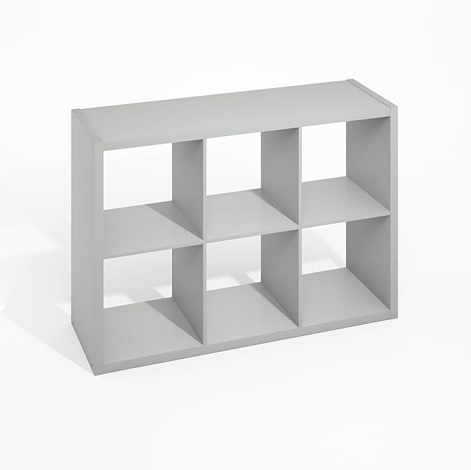 Furinno Hermite 6-Cube Open Shelves Kitchen Storage, Kitchen Island, Bakers Rack, Buffet Sideboard, Light Grey-NeatNest