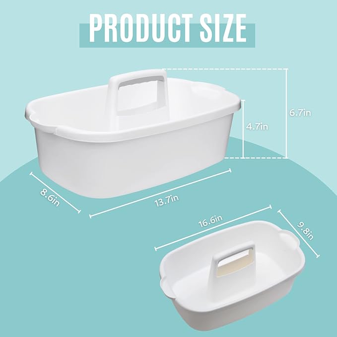 Cleaning Caddy Organizer with Handle, White Plastic Bucket for Cleaning Supplies Products, Cleaning Tool Storage Tote, 2 Pack-NeatNest