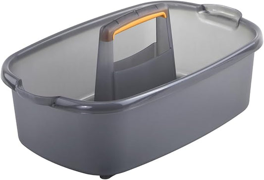 Casabella Plastic Multipurpose Cleaning Storage Caddy with Handle, 1.85 Gallon, Gray and Orange-NeatNest