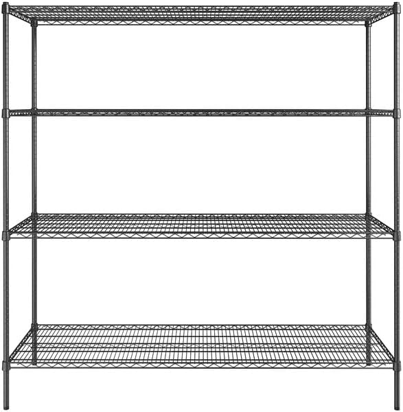 24" x 72" NSF Black Epoxy 4-Shelf Kit with 74" Posts, Heavy Duty Storage Shelving, Wire Shelving Kit, NSF Commercial Storage Rack Unit