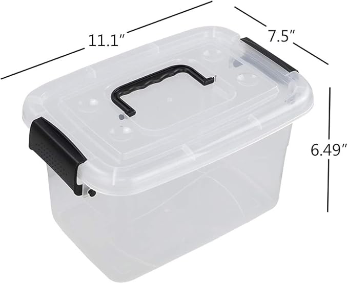 6 Quart Small Clear Storage Box, 6 Packs Small Plastic Storage Tote Boxes