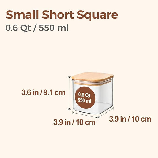 ComSaf 0.6 Qt Glass Food Storage Jars Set of 6, Clear Storage Containers with Airtight Lids, Pantry Organization Jar, Spice Jar, Blooming Tea, Coffee and Sugar Container, Canister Set for Kitchen-NeatNest