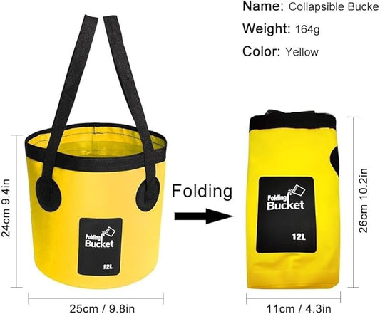 Collapsible Bucket with Handle, Multifunctional Foldable Water Container for Camping, Hiking, Traveling, Fishing, Washing, Gardening, Waterproof, Durable, Lightweight, Black-NeatNest