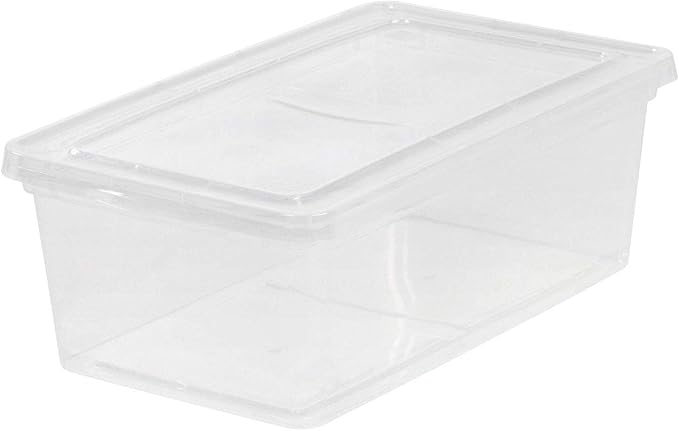 IRIS USA 7 Quarts Plastic Storage Container Bin with Latching Lid, 12 Pack, Nestable Box Tote Closet Game Organization Teacher Tools Art Supplies Shoe Shoebox Stackable