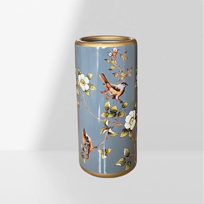 Ceramic Umbrella Stand Umbrella Holder for Entryway Hand-Made Umbrella Stand Barrels Umbrella Holder Cane Floor Standing Vase Ceramic Storage Bucket for Home Office Entrance Indoor.(Gray 2022)-NeatNest