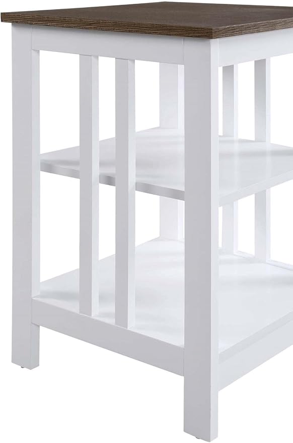 Convenience Concepts Mission End Table with Shelves, Driftwood/White-NeatNest