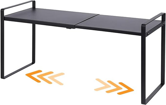 Expandable Cabinet Shelf Organizer Riser for Kitchen Pantry Cupboard Under Sink Countertop (black, 8.2’’D * 12.2-21.6’’W * 10.4’’H)-NeatNest