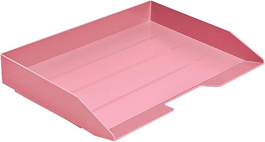 Acrimet Stackable Letter Tray Single Side Load, Plastic, Desktop File Organizer (Solid Pink Color) (1 Unit)-NeatNest