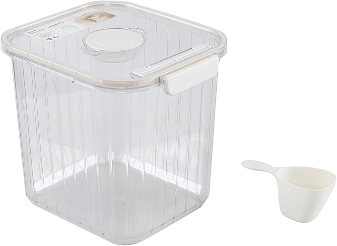 22 Lbs Large Plastic Food Storage Containers with Scoop, Airtight Pantry Dry Food Storage Containers with Lids, Clear