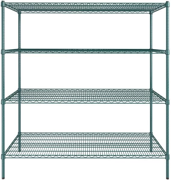 30" x 60" NSF Green Epoxy 4-Shelf Kit with 64" Posts, Heavy Duty Storage Shelving, Wire Shelving Kit, NSF Commercial Storage Rack Unit
