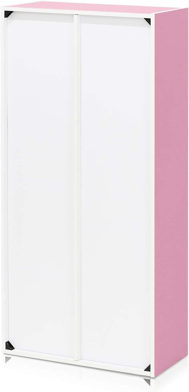 Furinno 7-Cube Reversible Open Shelf, White/Pink 11048WH/PI-NeatNest