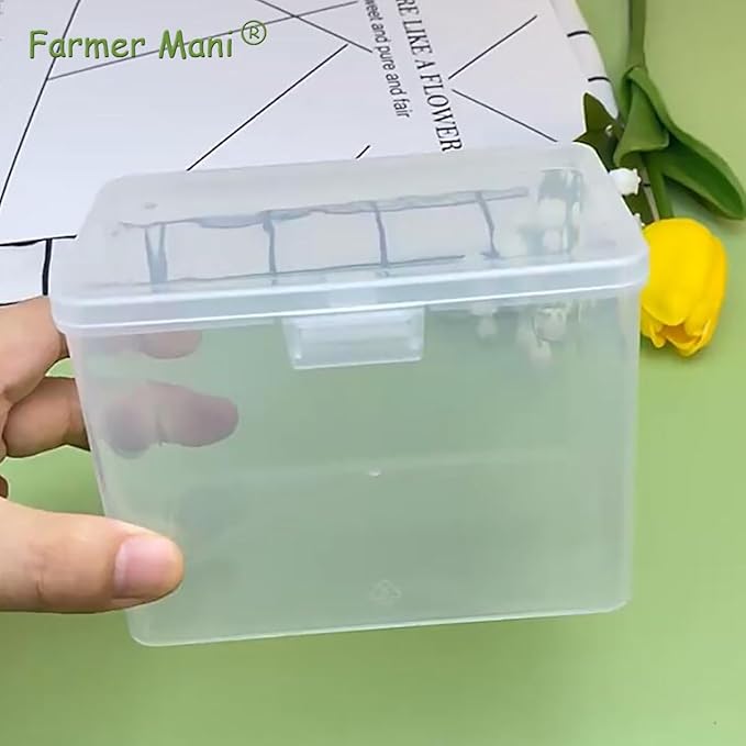 Clear Rectangle Mini Storage Containers Box with Lid (4.53 x 2.95 x 3.39 inch), Rectangular Containers Case for Pills, Jewellery, Tiny Bead, Herbs, Craft Items, 2 Pack-NeatNest