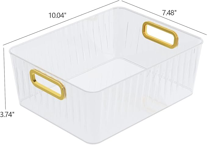 6-Pack Clear Plastic Pantry Organizer Bins, Clear Storage Bins for Organizing