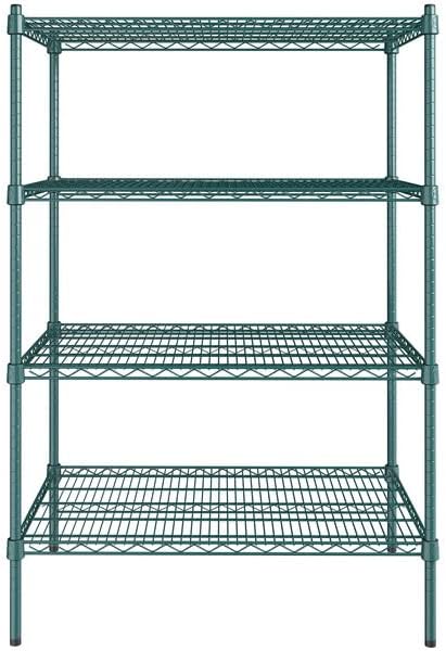 24" x 36" NSF Green Epoxy 4-Shelf Kit with 54" Posts, Heavy Duty Storage Shelving, Wire Shelving Kit, NSF Commercial Storage Rack Unit