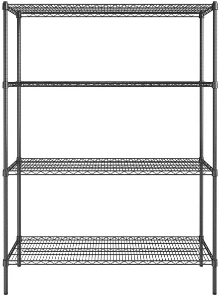 21" x 54" NSF Black Epoxy 4-Shelf Kit with 74" Posts, Heavy Duty Storage Shelving, Wire Shelving Kit, NSF Commercial Storage Rack Unit