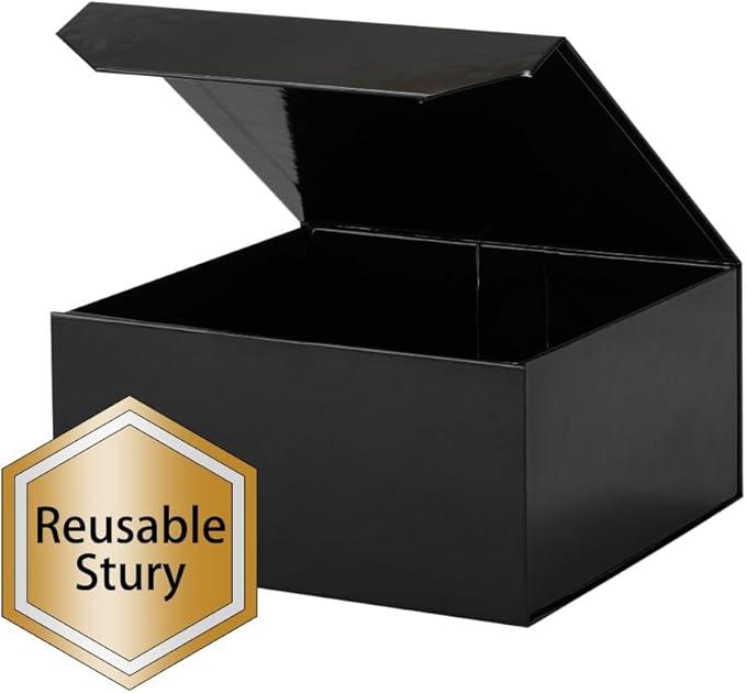 6 Pcs Small Black Gift Box 6x6x3 Inch Magnetic Gift Box Small Magnetic Box with Crinkle Paper Black Small Gift Box with Shredded Paper Luxury Gift Boxes with Lids for Presents-NeatNest