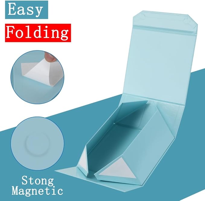 6 Pcs Blue Gift Boxes Large 13x11x5.3 Inch Magnetic Gift Boxes with Crinkle Paper for Presents-NeatNest