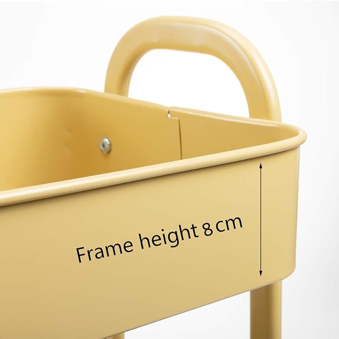 AGTEK Makeup Cart, Movable Rolling Organizer Cart, Khaki Yellow 3 Tier Metal Utility Cart-NeatNest