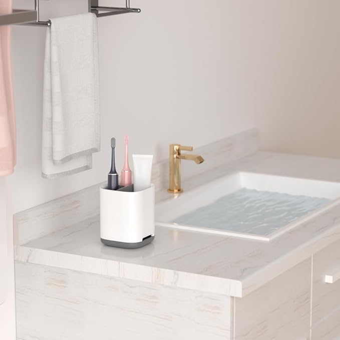 Toothbrush Holder, Toothpaste Holder with Anti-Slip Bottom 3 Slots, Electric Toothbrush Holder for Bathroom, Made of PP and Abs Plastic Toothbrush Caddy Detachable for Easy Cleaning